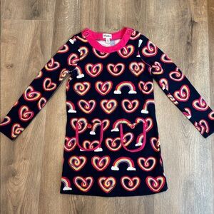 Hatley Navy Dress with Rainbow Hearts
